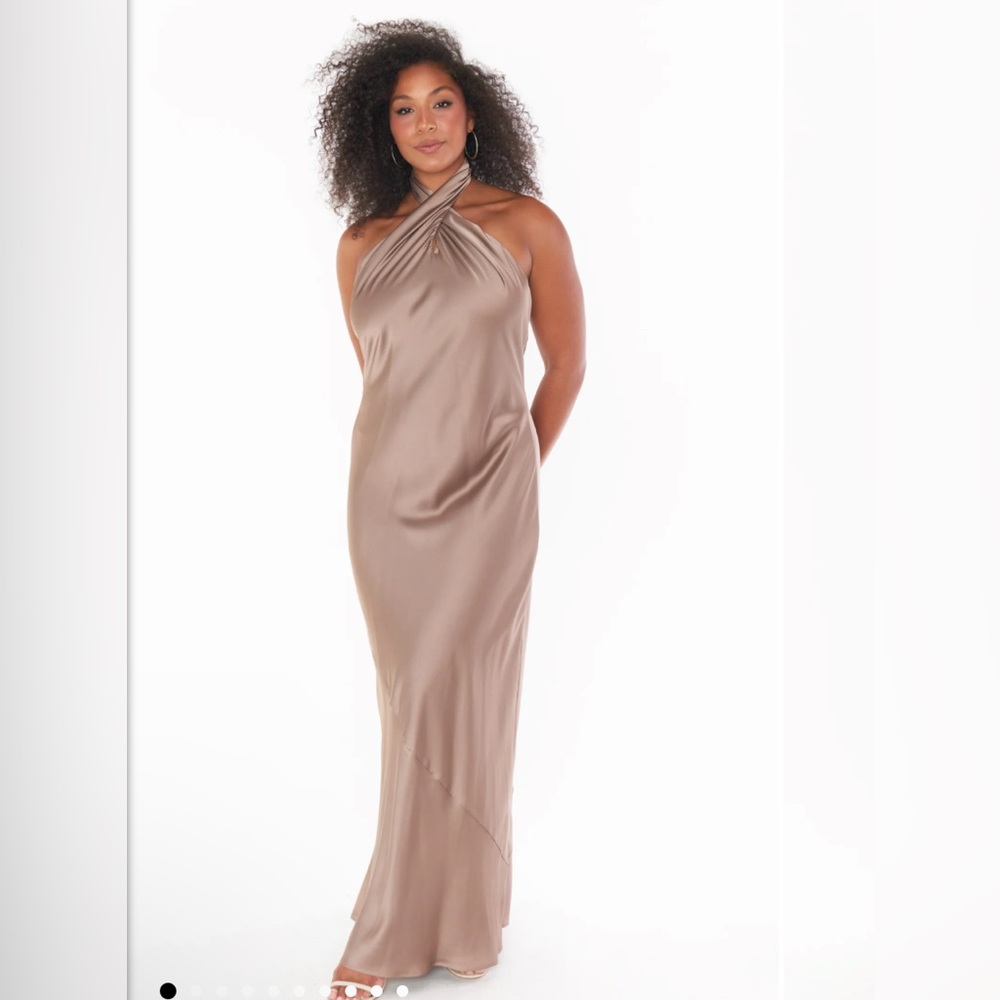 NWT XL silver satin MuMu dress
